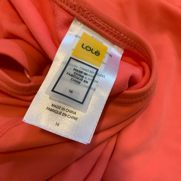 Lolë Salmon Pink V-Neck Criss-Cross Back One-Piece Swimsuit - Size 16 - Picture 3 of 7